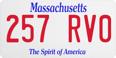MA license plate 257RV0