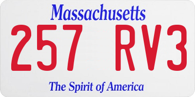 MA license plate 257RV3