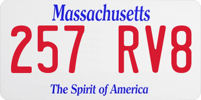 MA license plate 257RV8