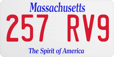 MA license plate 257RV9