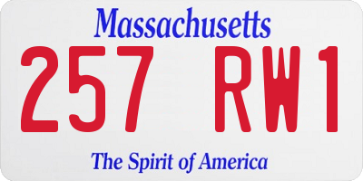MA license plate 257RW1