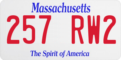 MA license plate 257RW2