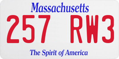 MA license plate 257RW3