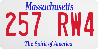 MA license plate 257RW4