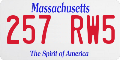MA license plate 257RW5