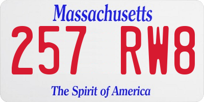 MA license plate 257RW8