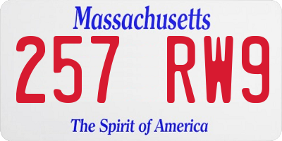 MA license plate 257RW9