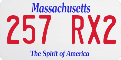 MA license plate 257RX2