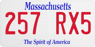 MA license plate 257RX5