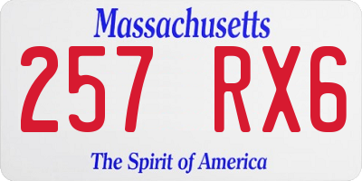 MA license plate 257RX6