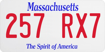 MA license plate 257RX7