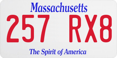 MA license plate 257RX8