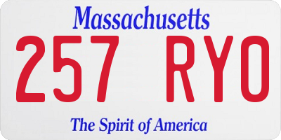 MA license plate 257RY0