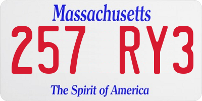 MA license plate 257RY3