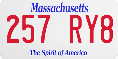 MA license plate 257RY8
