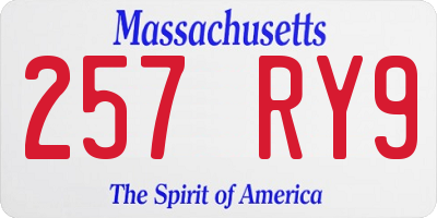 MA license plate 257RY9