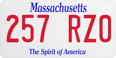 MA license plate 257RZ0