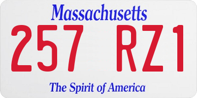 MA license plate 257RZ1