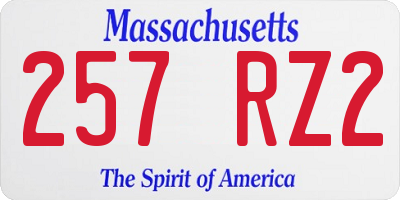 MA license plate 257RZ2