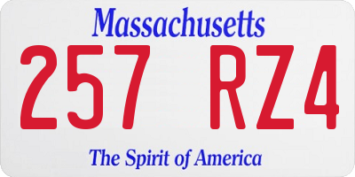 MA license plate 257RZ4