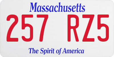MA license plate 257RZ5