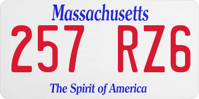 MA license plate 257RZ6