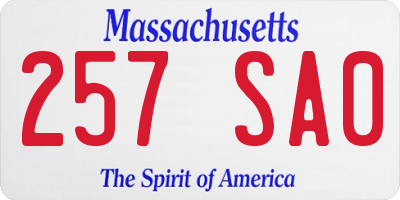 MA license plate 257SA0