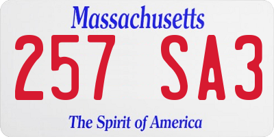 MA license plate 257SA3