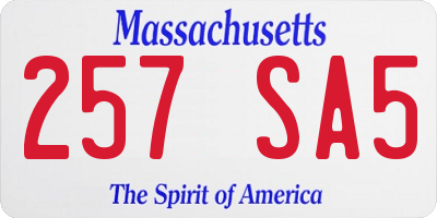 MA license plate 257SA5