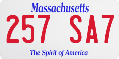 MA license plate 257SA7