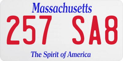MA license plate 257SA8