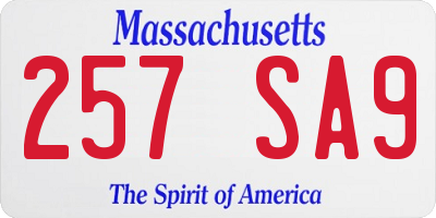 MA license plate 257SA9
