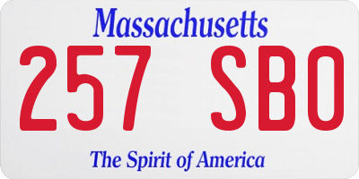 MA license plate 257SB0