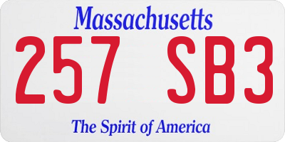 MA license plate 257SB3
