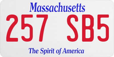 MA license plate 257SB5