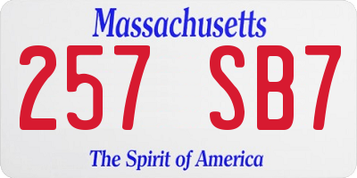 MA license plate 257SB7
