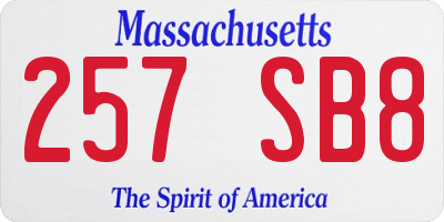 MA license plate 257SB8