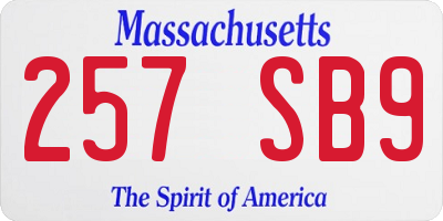 MA license plate 257SB9