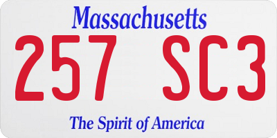 MA license plate 257SC3