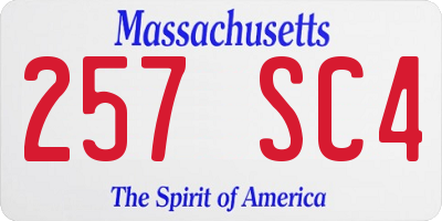MA license plate 257SC4