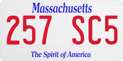 MA license plate 257SC5