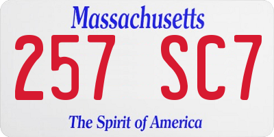 MA license plate 257SC7
