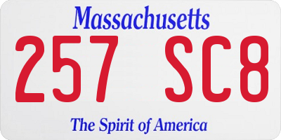 MA license plate 257SC8