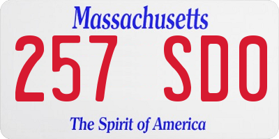 MA license plate 257SD0