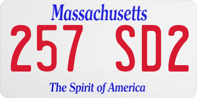 MA license plate 257SD2