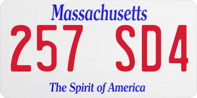 MA license plate 257SD4