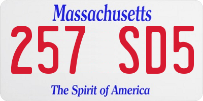MA license plate 257SD5