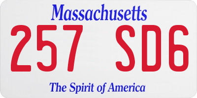 MA license plate 257SD6