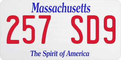 MA license plate 257SD9