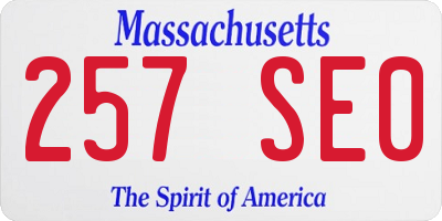 MA license plate 257SE0